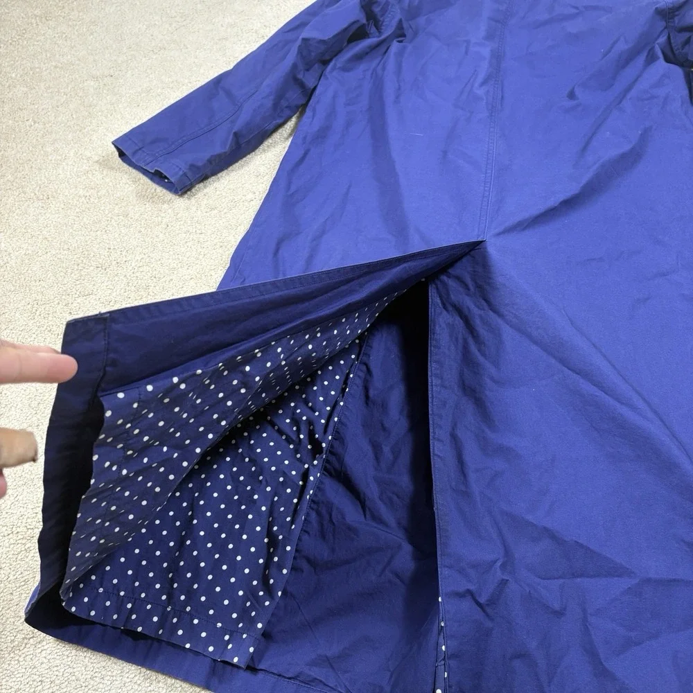 Eddie Bauer Womens Purple Trench Coat Size S P Button Front Polka Dot Lining
